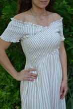 Load image into Gallery viewer, Criss Cross Striped Off Shoulder Dress
