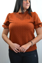 Load image into Gallery viewer, Textured Ruffled Detailed Sleeve Top
