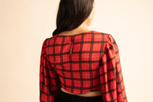 Load image into Gallery viewer, Holiday Plaid Balloon Sleeve Blouse
