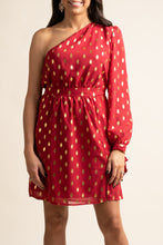 Load image into Gallery viewer, Gold Dot One Shoulder dress
