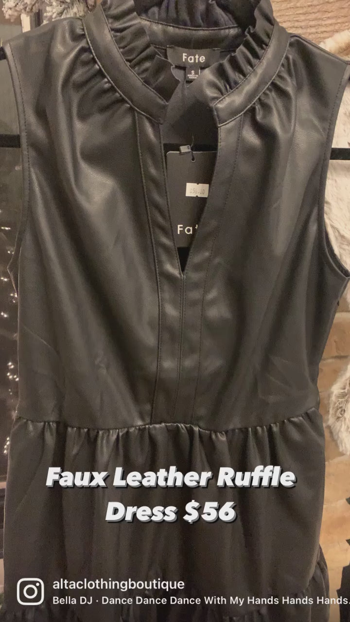 Faux Leather Ruffle Dress