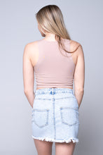 Load image into Gallery viewer, Neon Zip Front Denim Mini Skirt
